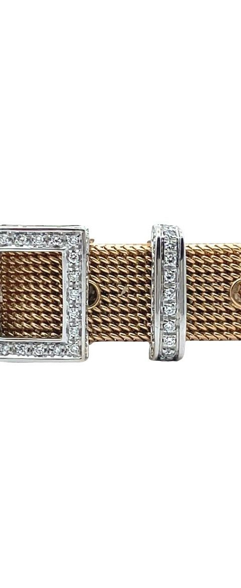 Vintage 18K Two Tone Gold Bracelet with Diamond